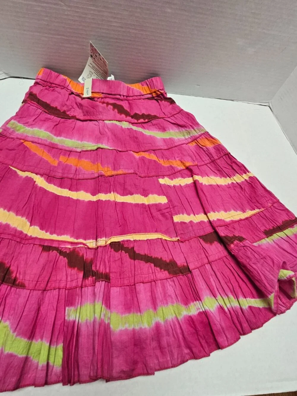 New The Childrens Place Girls Tie-Dye Tiered Skirt Multi Pink Ruffle Layered 8